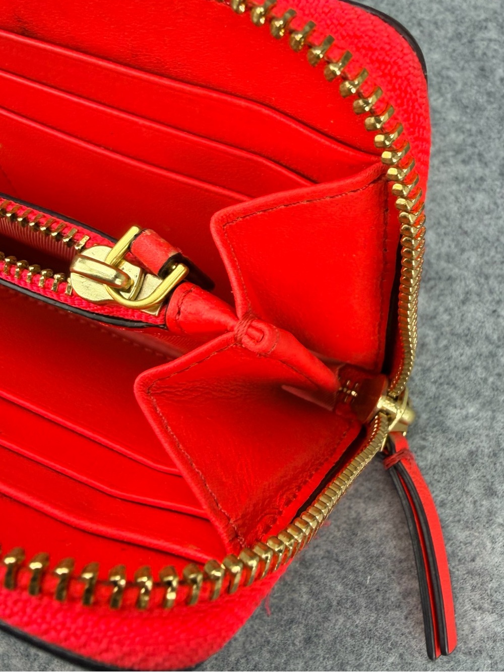 Tory Burch Georgia Zip Continental Wallet Coral Pink Quilted Leather Gold Logo - Picture 12 of 16